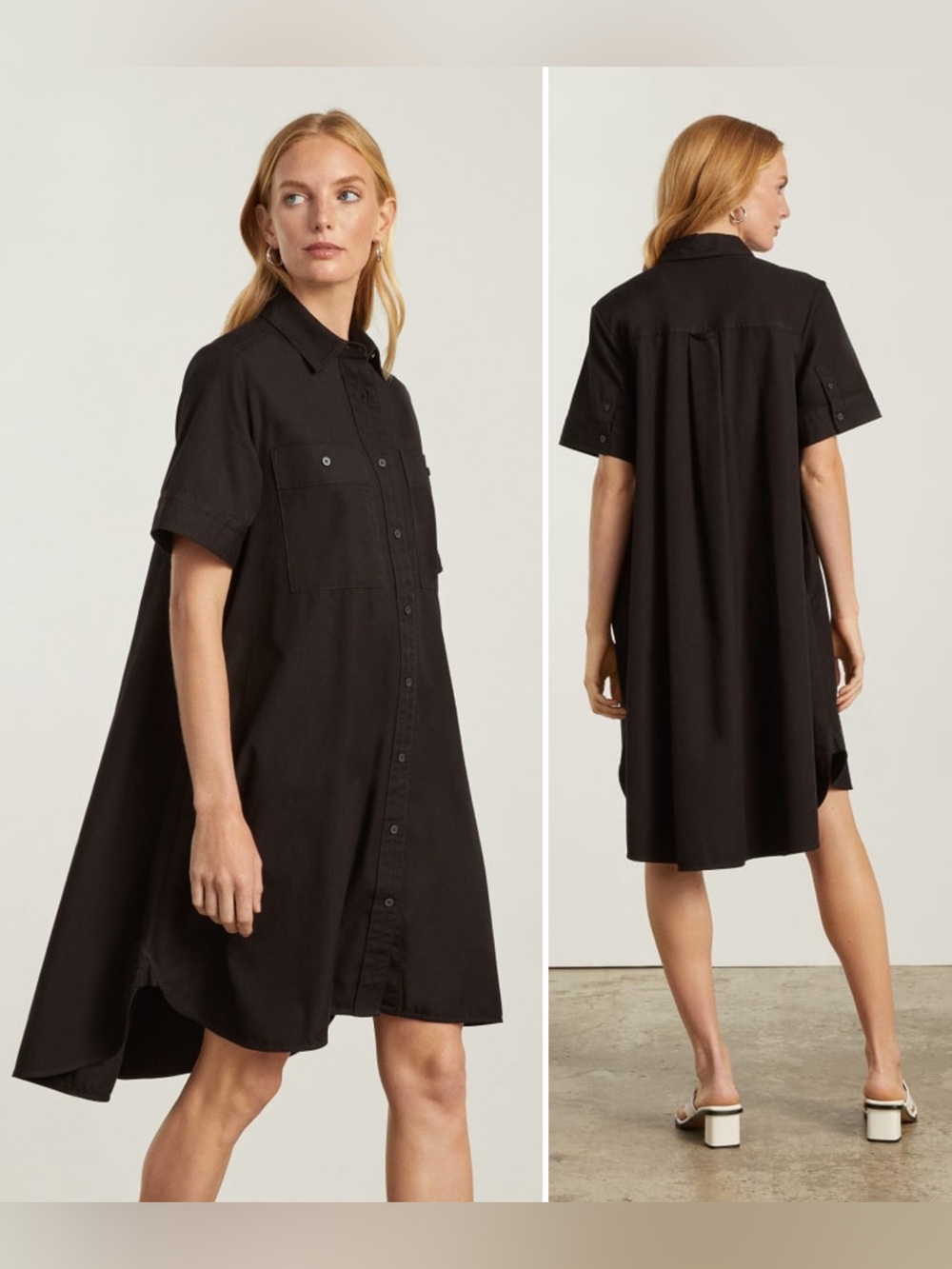 Everlane The Daytripper Dress Short Sleeve Butron Down Black Women’s Size Small